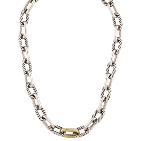 DAVID YURMAN 18K 750 YELLOW GOLD & STERLING SILVER 925 MADISON® CHAIN NECKLACE - Picture 2 of 9